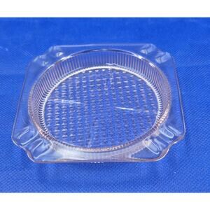 Vtg Jeannette Glass Pink Homespun Ashtray Trinket Dish Textured Bottom Ribbed 4"